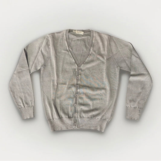 CASHMERE COMPANY CARDIGAN IN COTONE E SETA GRIGIO CHIARO