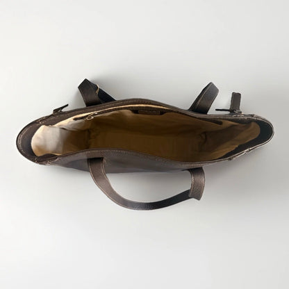 DELL’GA BORSA DA SPALLA VERA PELLE TECNICO MARRONE SCURO