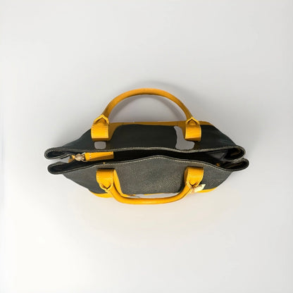 DELL’GA BORSA BICOLORE PELLE NERO GIALLO