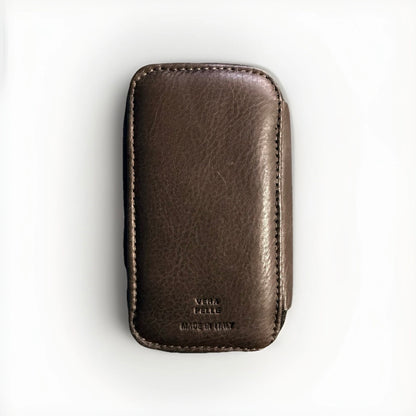 PORTACHIAVI DOPPIO ARTIGIANALE VERA PELLE MARRONE