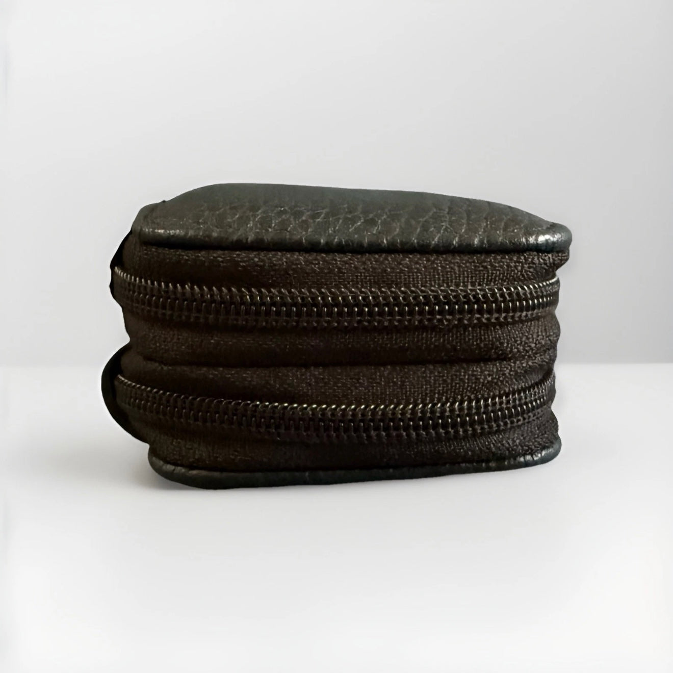 PORTACHIAVI DOPPIO ARTIGIANALE VERA PELLE NERO