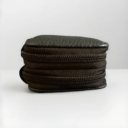 PORTACHIAVI DOPPIO ARTIGIANALE VERA PELLE NERO