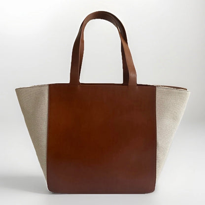 MUTH BAGS TOTE BAG ERA BORSA SHOPPING BAG ARTIGIANALE VERA PELLE E TESSUTO