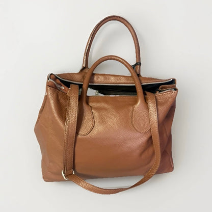HALFPAST8 MILANO BORSA A MANO / SPALLA VERA PELLE MARTELLATA MARRONE