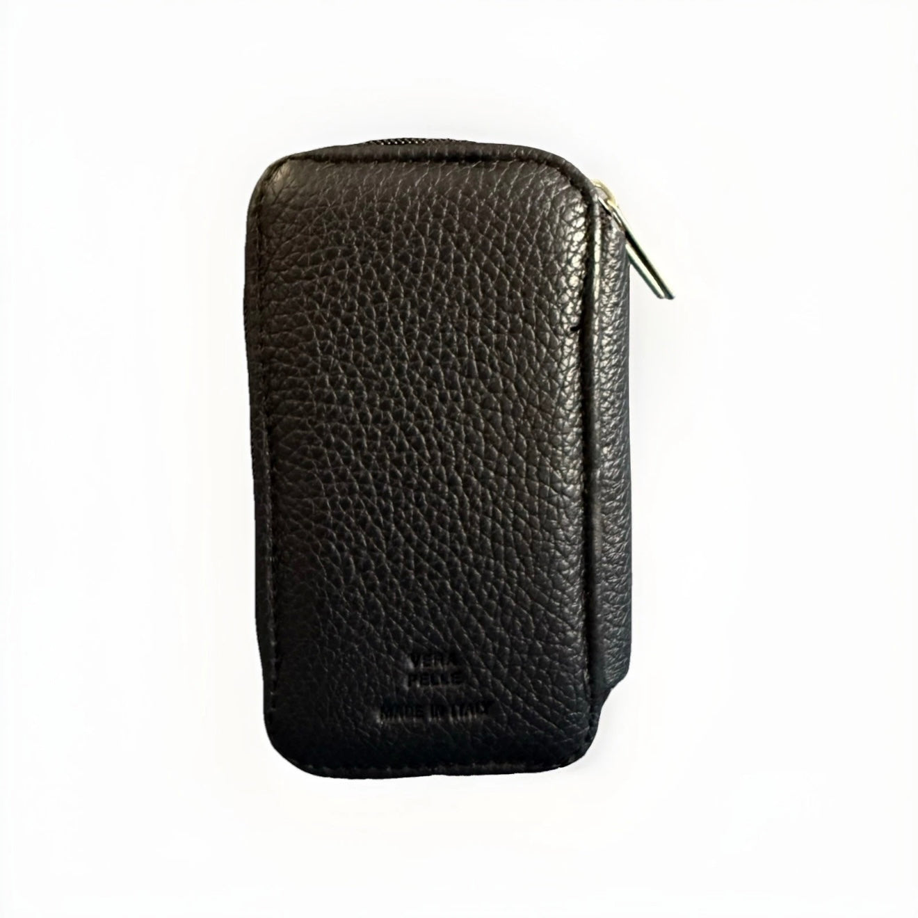 PORTACHIAVI DOPPIO ARTIGIANALE VERA PELLE NERO