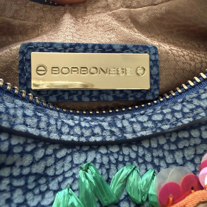 BORBONESE BORSA LUNA MAR A MANO/ TRACOLLA PELLE TAPIRO BLU