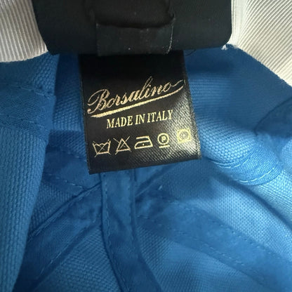 BORSALINO CAPPELLO CLOCHE A SEI SPICCHI COTONE AZZURRO