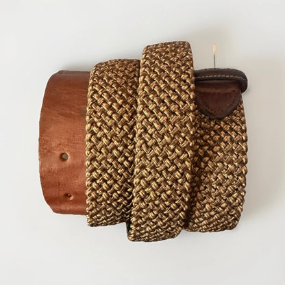 CINTURA ARTIGIANALE INTRECCIATA ELASTICIZZATA MARRONE