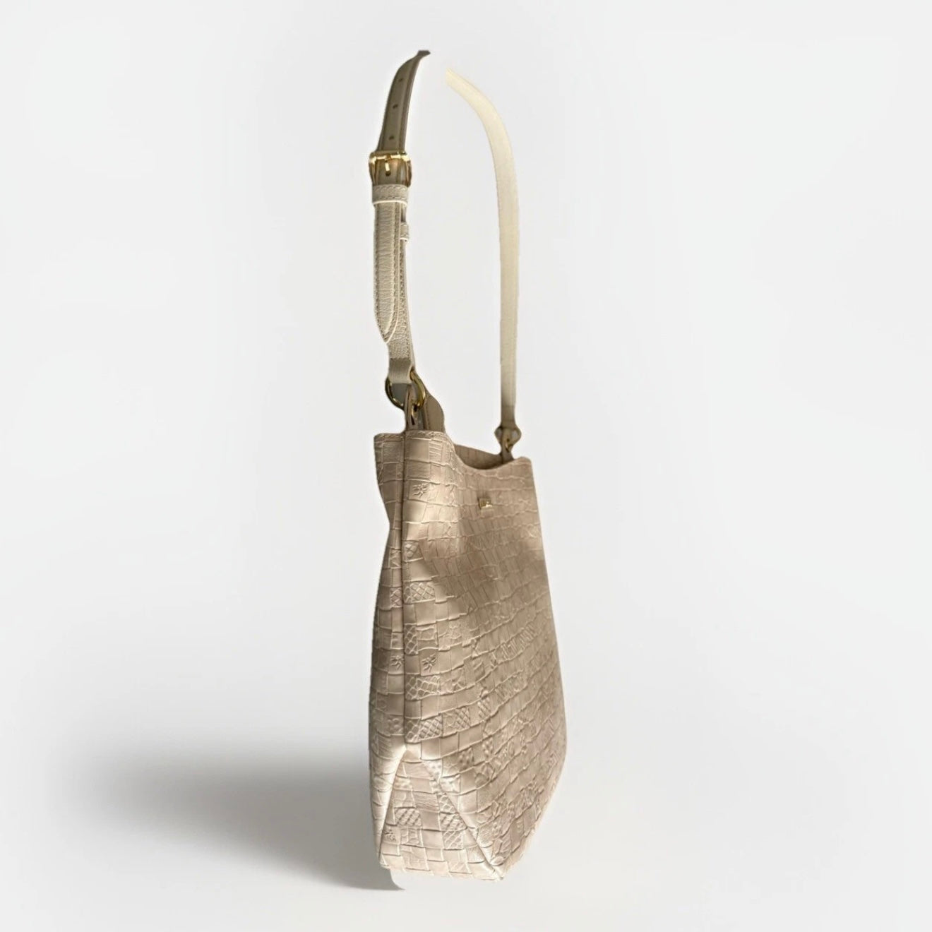 PIERO GUIDI SHOPPING BAG BORSA INTRECCIO BIANCO PANNA