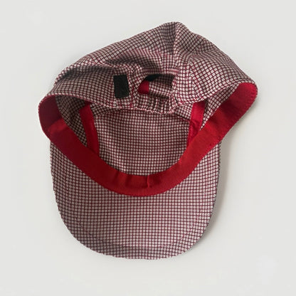 BORSALINO CAPPELLO BERRETTO TESSUTO BASEBALL QUADRATI BIANCO E ROSSO UNISEX