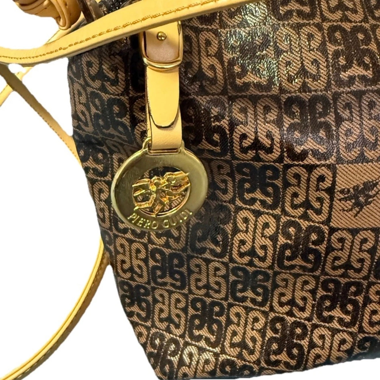 PIERO GUIDI TRACOLLA SMALL LINEA  MONOGRAM MARRONE