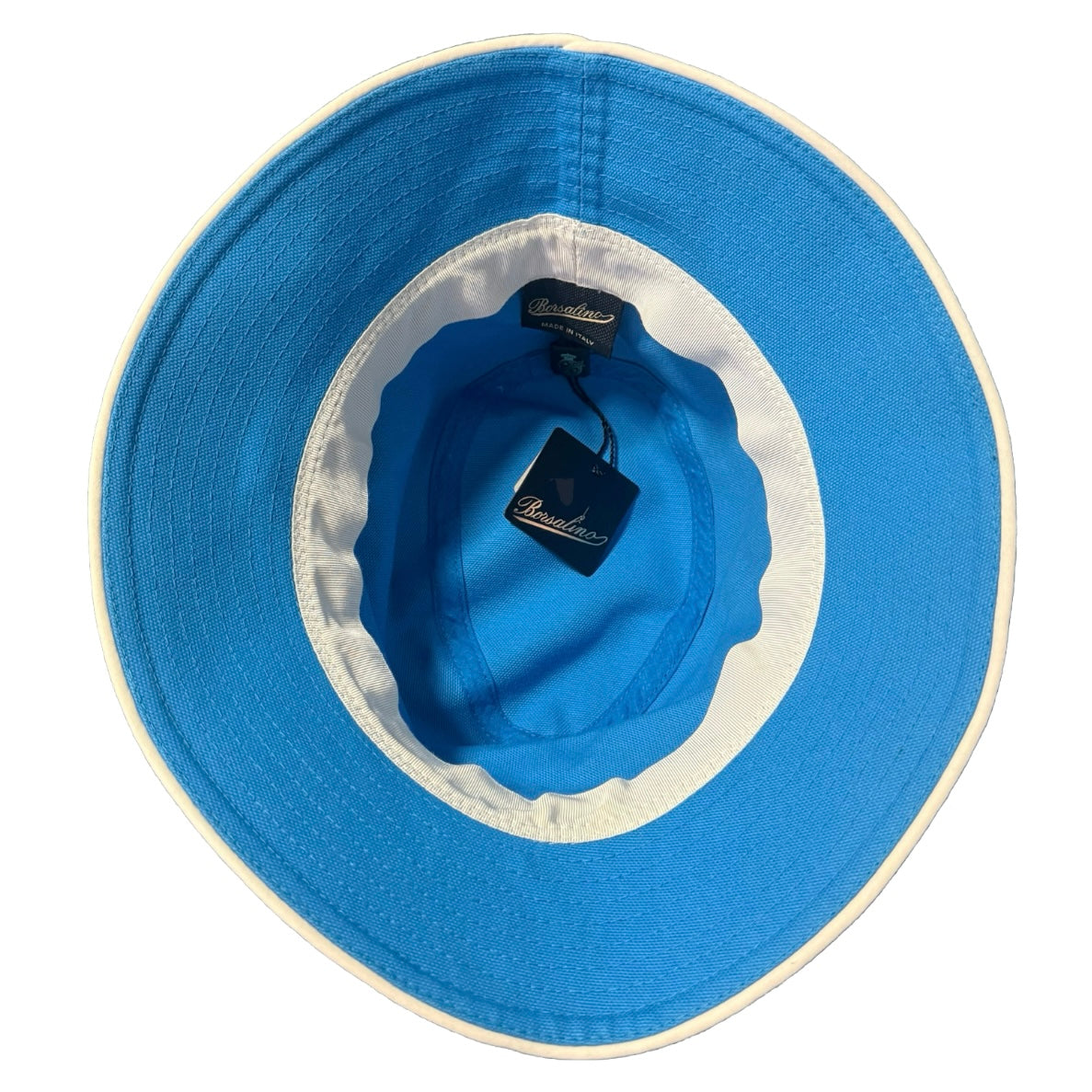 BORSALINO CAPPELLO BUCKET A SEI SPICCHI COTONE AZZURRO