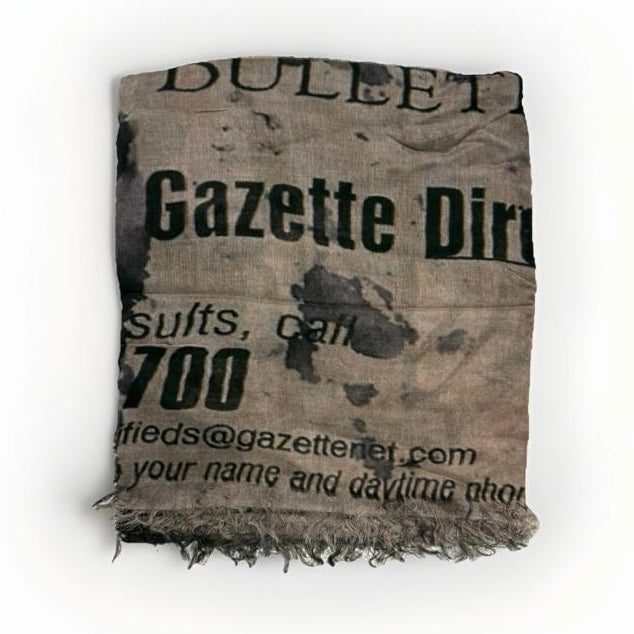 SCIARPA ARTIGIANALE UNISEX STAMPA ANNUNCIO GIORNALE