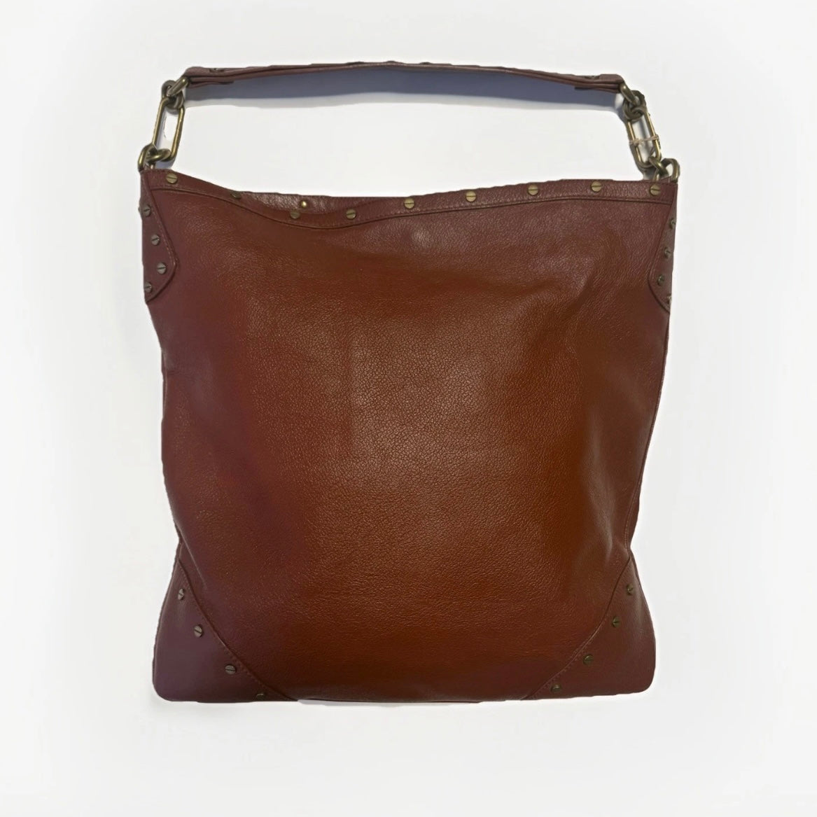BORBONESE BORSA A SPALLA  VERA PELLE MARRONE