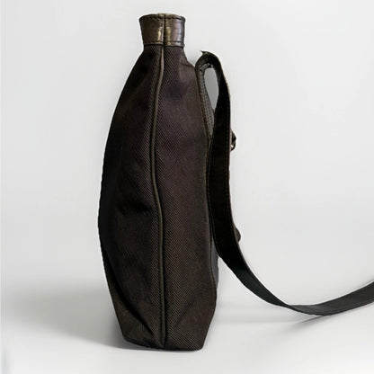 DELL’GA BORSA TRACOLLA IN TESSUTO E PELLE NERA