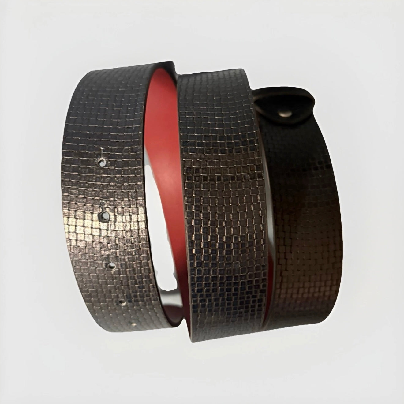 CINTURA ARTIGIANALE VERA PELLE STAMPA INTRECCIO BLU SCURO