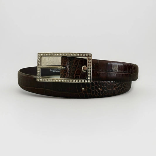 ANDERSON'S CINTURA IN PELLE STAMPA COCCO MARRONE