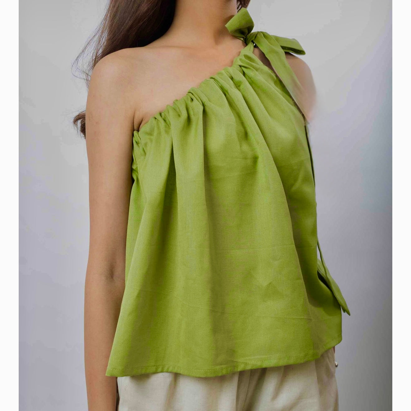 PEDRA NIGRA TOP MONOSPALLA DONNA LINO VERDE LIME