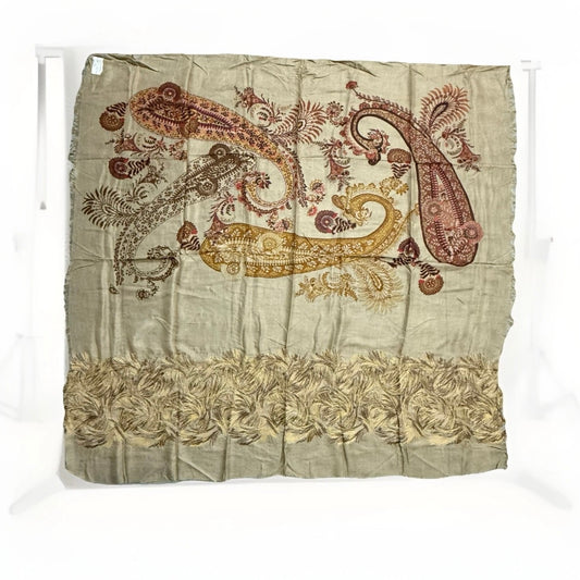 SCIARPA SCIALLE ARTIGIANALE CAMPIONARIO DA DONNA CON FANTASIA PAISLEY CON RICAMO