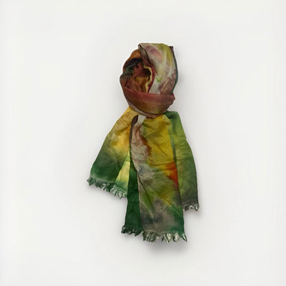 SCIARPA ARTIGIANALE DONNA STAMPA ASTRATTA MULTICOLORE