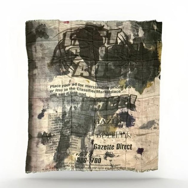 SCIARPA ARTIGIANALE UNISEX STAMPA ANNUNCIO GIORNALE