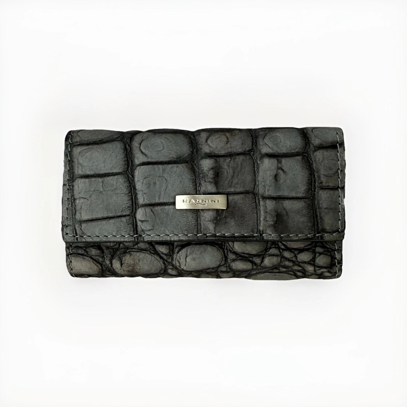 NANNINI PORTA CHIAVI DONNA IN PELLE STAMPA COCCO GRIGIO