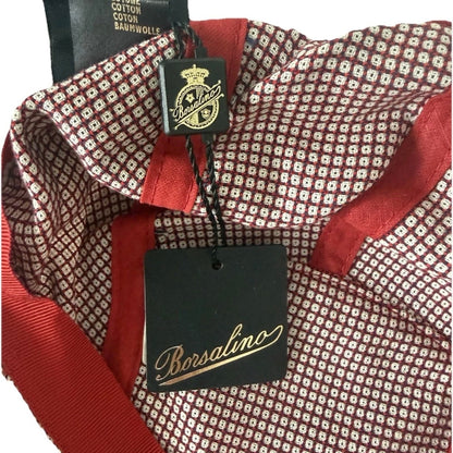 BORSALINO CAPPELLO BERRETTO TESSUTO BASEBALL QUADRATI BIANCO E ROSSO UNISEX