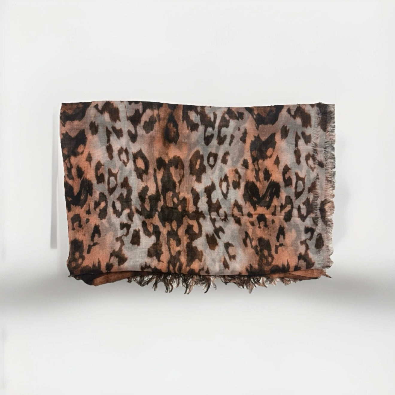 SCIARPA ARTIGIANALE DONNA STAMPA ANIMALIER LEOPARDATA