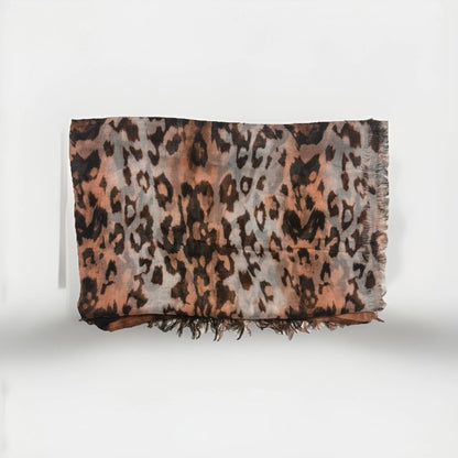 SCIARPA ARTIGIANALE DONNA STAMPA ANIMALIER LEOPARDATA