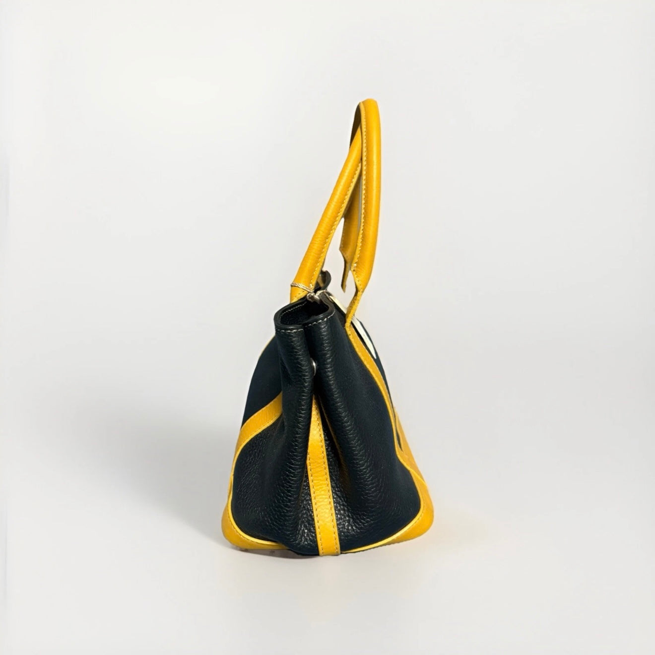 DELL’GA BORSA BICOLORE PELLE NERO GIALLO