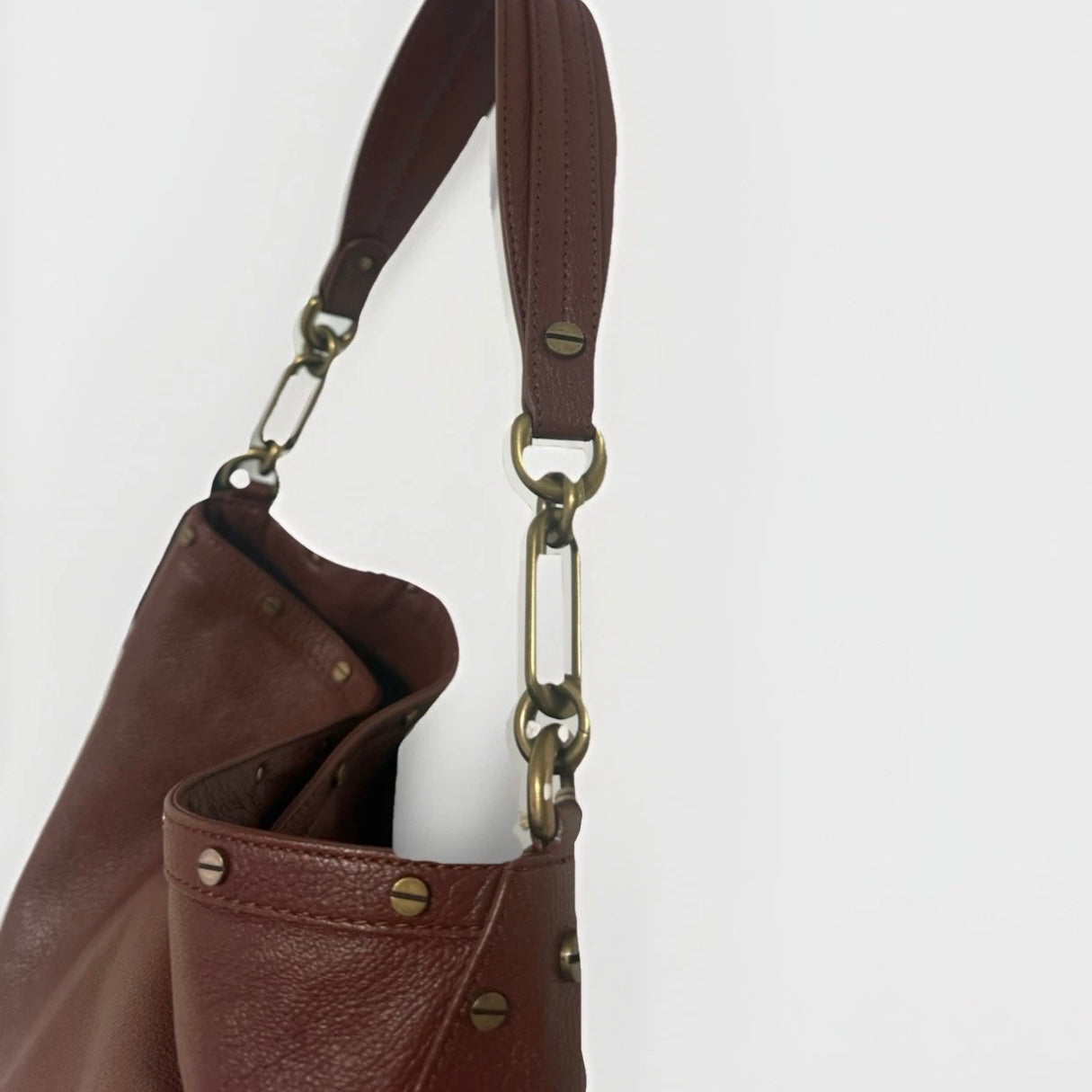 BORBONESE BORSA A SPALLA  VERA PELLE MARRONE