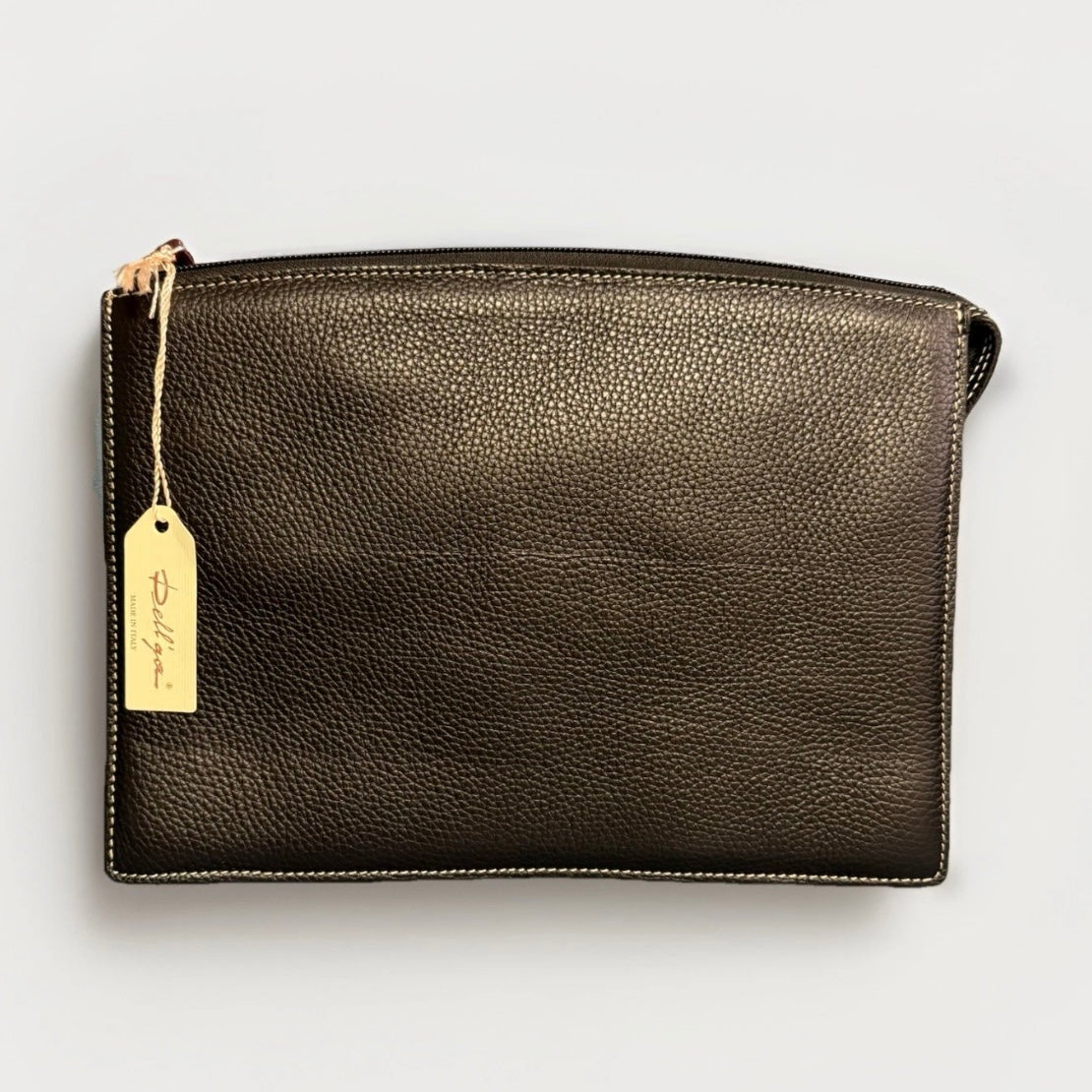 DELL'GA CARTELLA  DA LAVORO ARTIGIANALE PELLE NERA