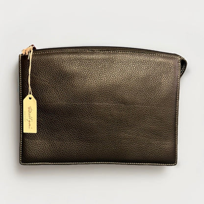 DELL'GA CARTELLA  DA LAVORO ARTIGIANALE PELLE NERA