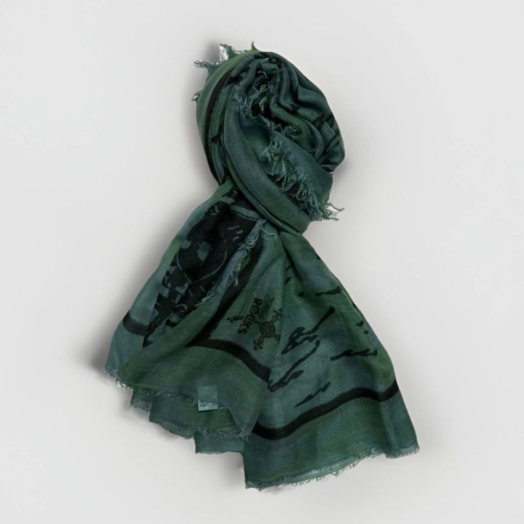 ROCKS ITALY SCIARPA UNISEX VERDE FANTASIA CARTOLINA VINTAGE