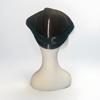 BORSALINO CAPPELLO COPPOLA BECCO D'OCA NERO TURCHESE