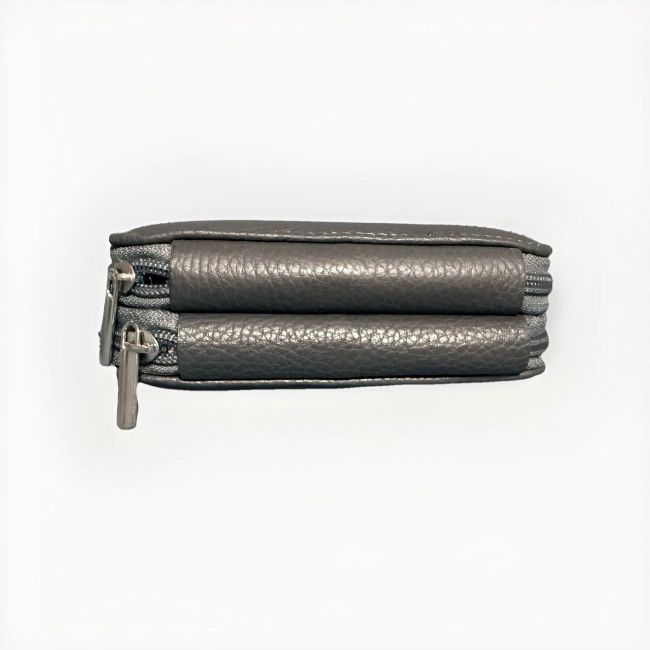 PORTACHIAVI DOPPIO ARTIGIANALE VERA PELLE GRIGIO