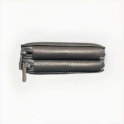 PORTACHIAVI DOPPIO ARTIGIANALE VERA PELLE GRIGIO