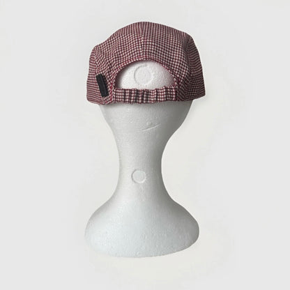 BORSALINO CAPPELLO BERRETTO TESSUTO BASEBALL QUADRATI BIANCO E ROSSO UNISEX