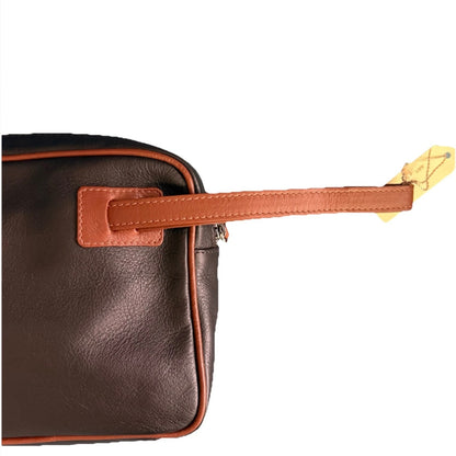 DELL'GA CARTELLA LAVORO ARTIGIANALE PELLE MARRONE