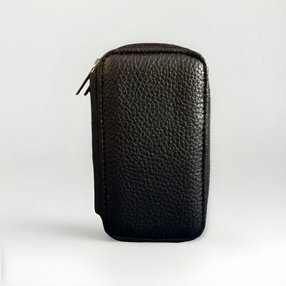 PORTACHIAVI DOPPIO ARTIGIANALE VERA PELLE NERO