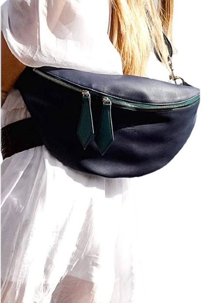MUTH BAGS MARSUPIO XL DONNA VERA PELLE BLU