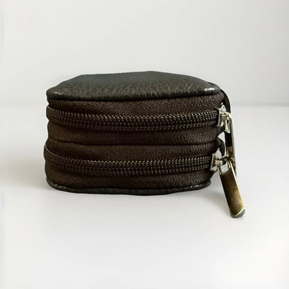 PORTACHIAVI DOPPIO ARTIGIANALE VERA PELLE NERO