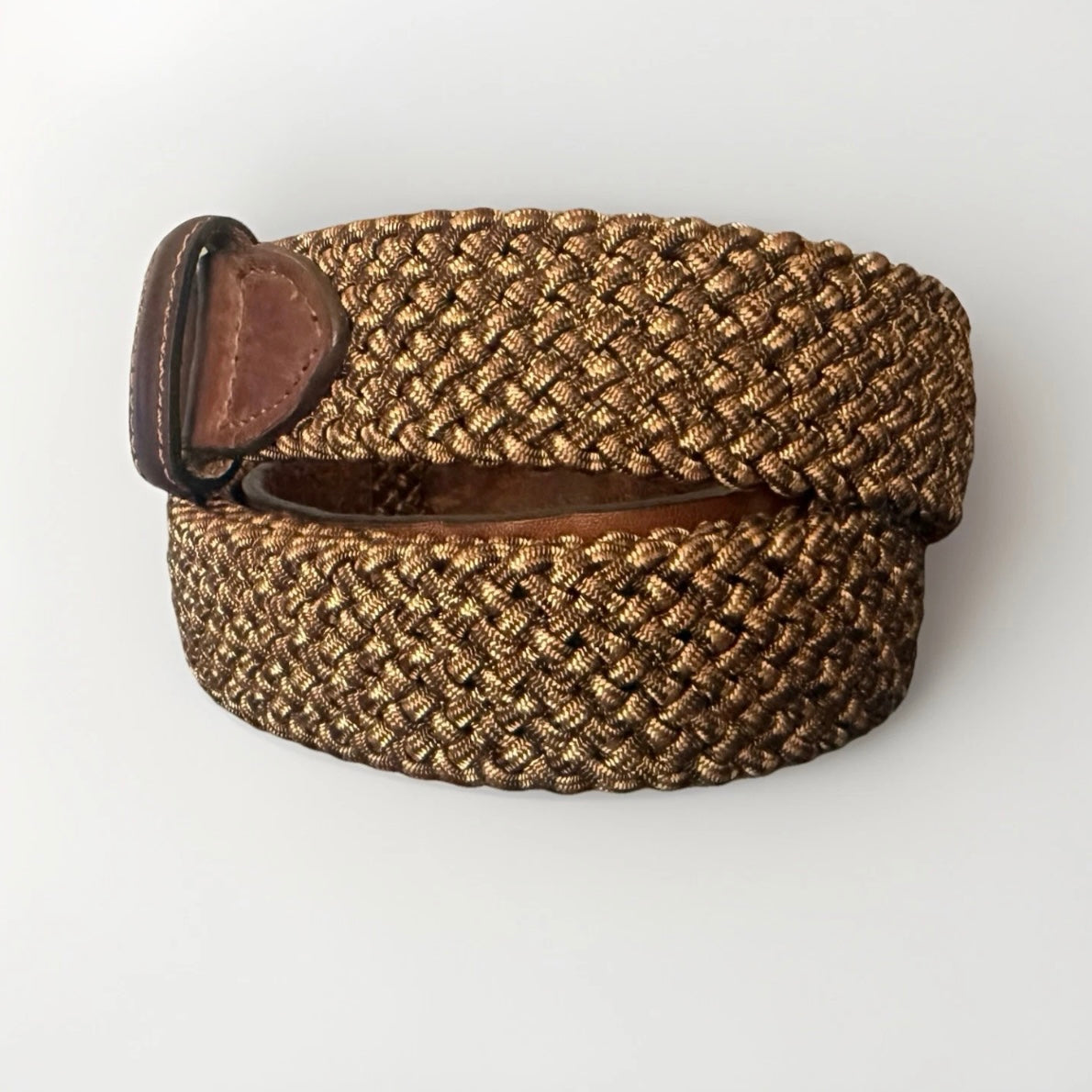 CINTURA ARTIGIANALE INTRECCIATA ELASTICIZZATA MARRONE