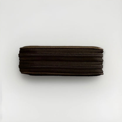 PORTACHIAVI DOPPIO ARTIGIANALE VERA PELLE MARRONE