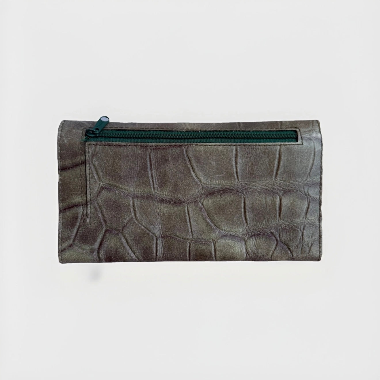 PORTAFOGLIO ARTIGIANALE VERA PRLLE STAMPA COCCO VERDE SALVIA