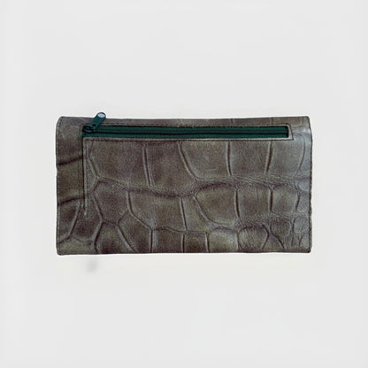 PORTAFOGLIO ARTIGIANALE VERA PRLLE STAMPA COCCO VERDE SALVIA