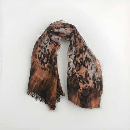 SCIARPA ARTIGIANALE DONNA STAMPA ANIMALIER LEOPARDATA