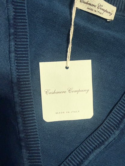CASHMERE COMPANY CARDIGAN IN COTONE E SETA BLU