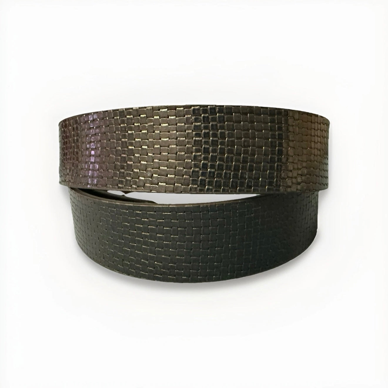 CINTURA ARTIGIANALE VERA PELLE STAMPA INTRECCIO BLU SCURO