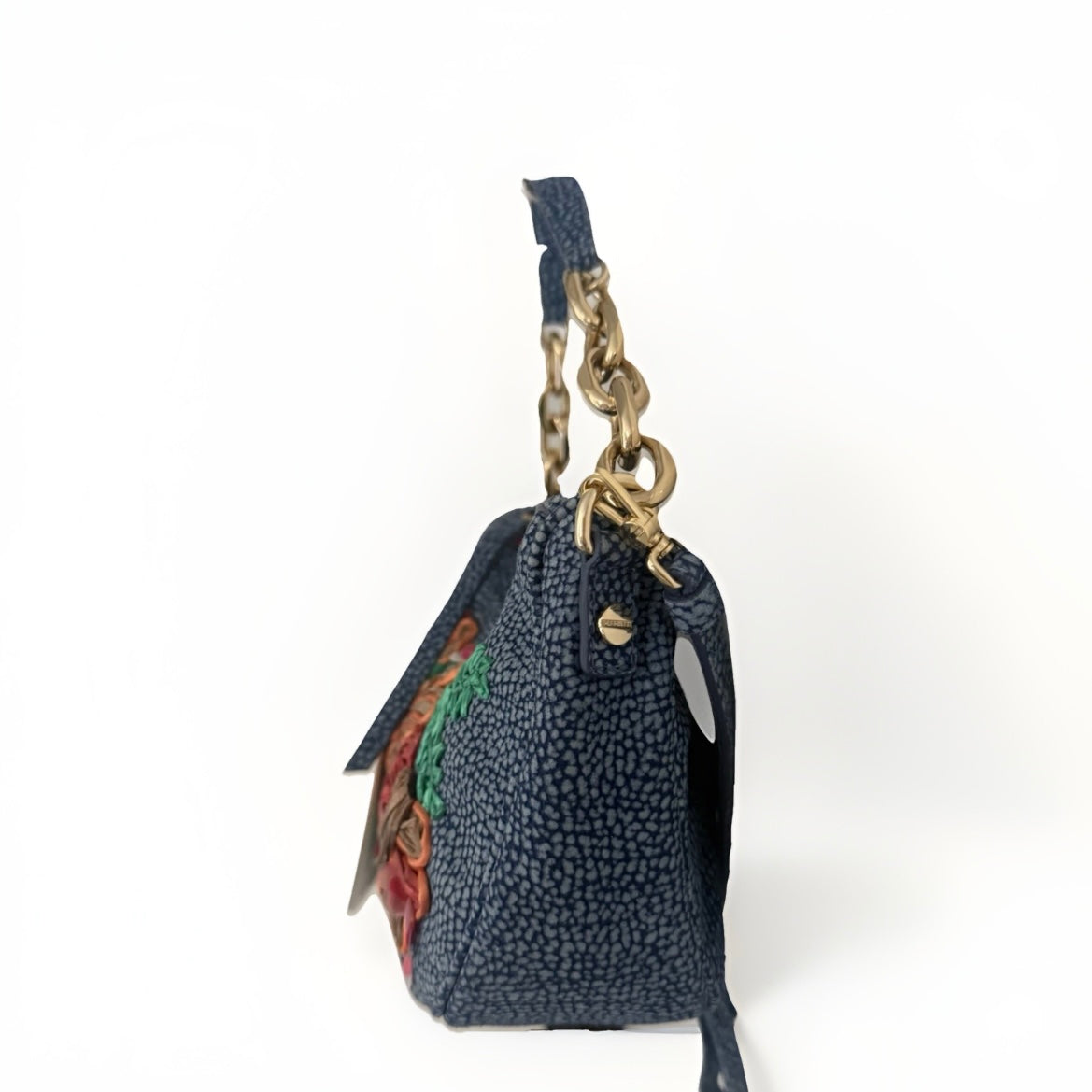 BORBONESE BORSA LUNA MAR A MANO/ TRACOLLA PELLE TAPIRO BLU